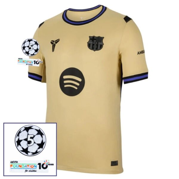 Barcelona Third Fan Jersey 2025/26 Patches UCL + 10th Anniversary UEFA Foundation