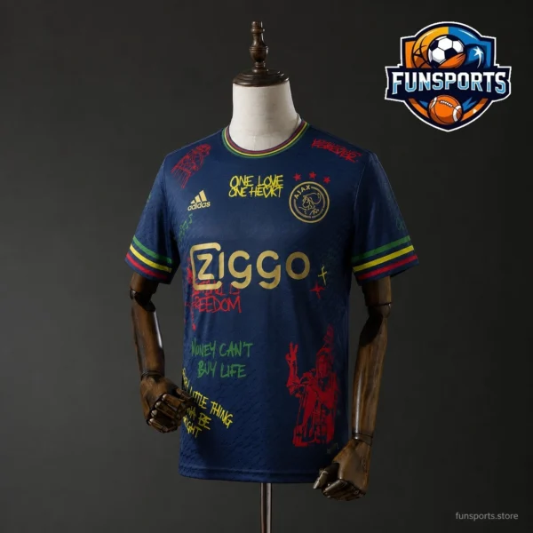 Ajax 2025/26 Light Blue Graffiti Edition Fan Version Football Shirt