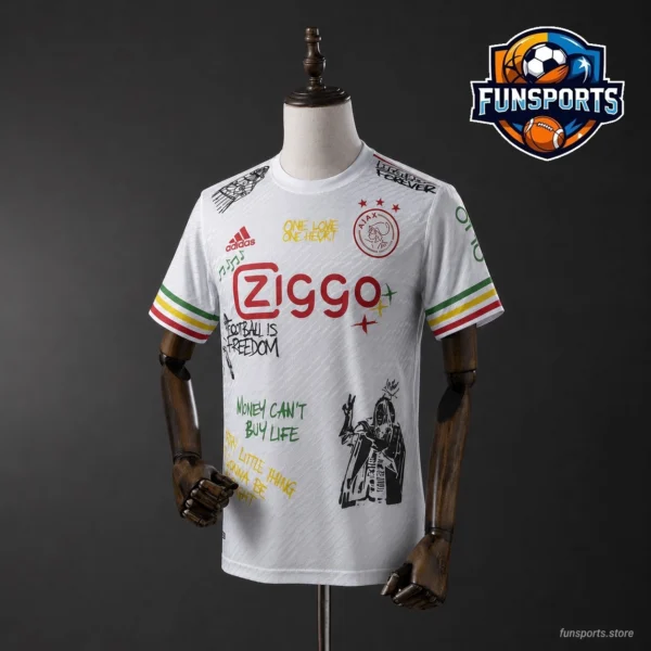 AJAX White Graffiti Edition 180gsm Football Jersey 2025-26