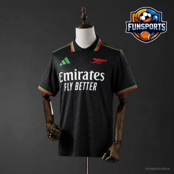 2025-26 Arsenal Black 3rd Kit – 5-a-side Football Jersey