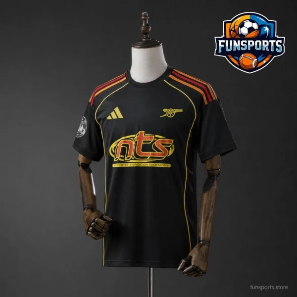 2025/26 Arsenal Black Training Jersey – 5-a-Side Football Jersey